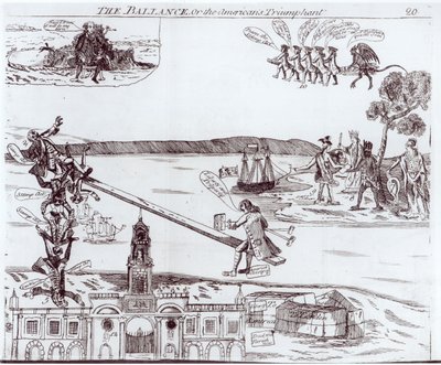 Das Gleichgewicht oder Die triumphierenden Amerikaner, 1766 von English School